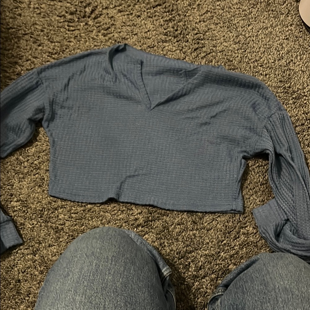 Blue V-Neck Women's Top